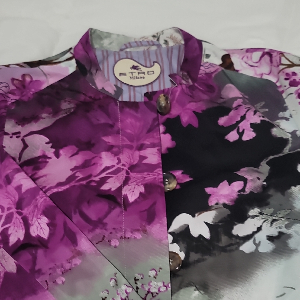Etro Purple and Black Floral Blouse
